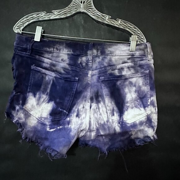 Pistola Distressed Shorts Hot Denim Blue Size 30 Tie Dye Purple Distress - Picture 1 of 5